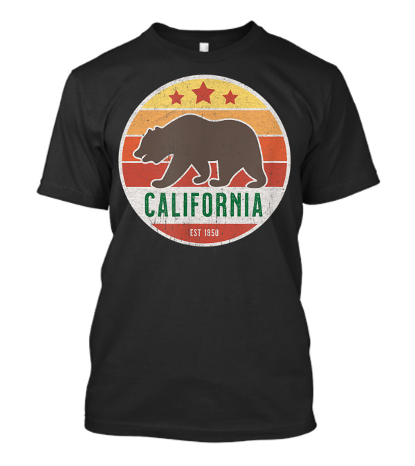California Bear Est 1850 Vintage Retro Three Stars T-Shirt
