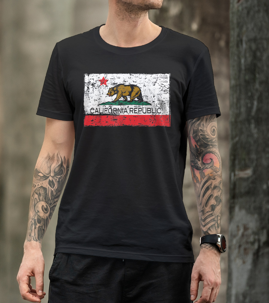 Vintage California Republic Bear Flag Cali Life I Love T-Shirt