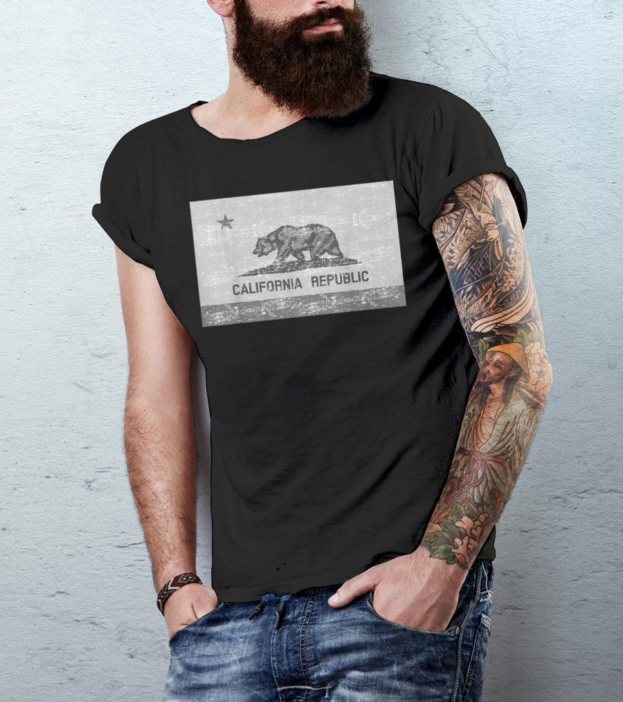 Vintage California Republic Bear Flag I Love Ca Cali Life T-Shirt