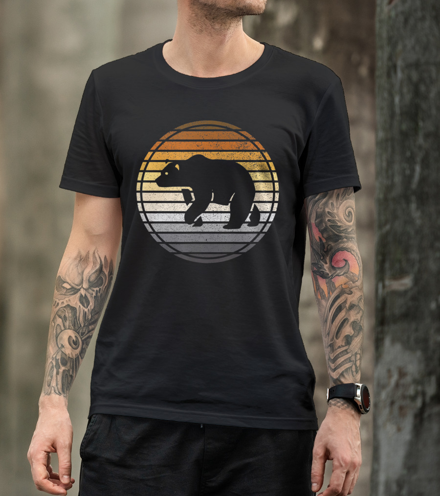 Vintage Distressed Gay Bear Pride Horizon Silhouette Stripes T-Shirt