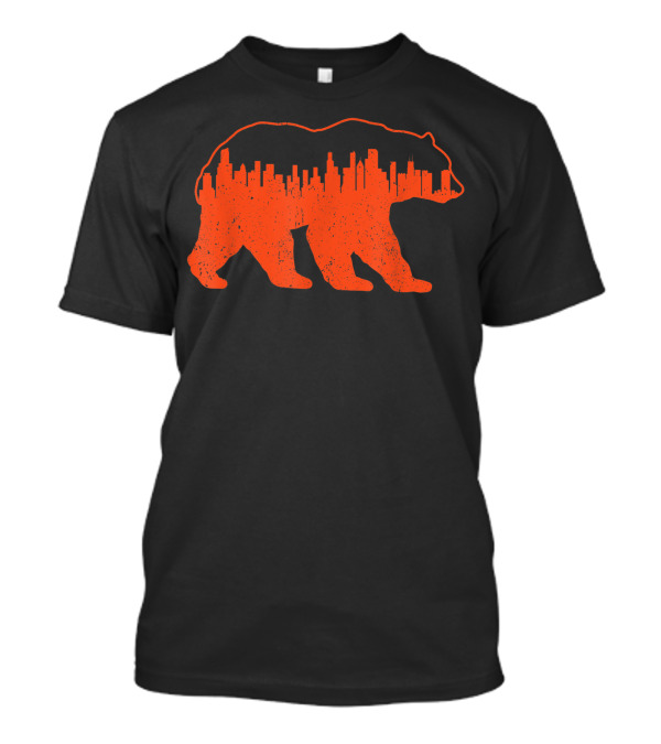 Vintage Chicago Skyline Bear Silhouette Retro Cityscape T-Shirt