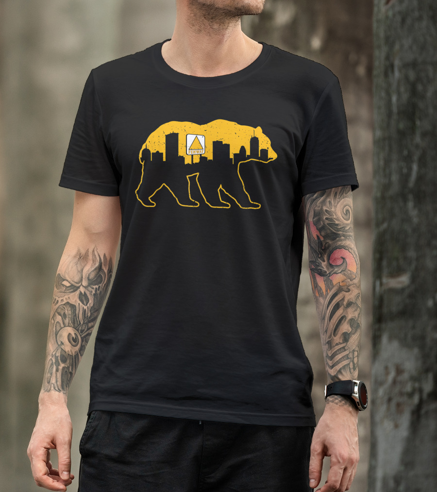 Vintage Fenway Bear With Boston Skyline Warning T-Shirt