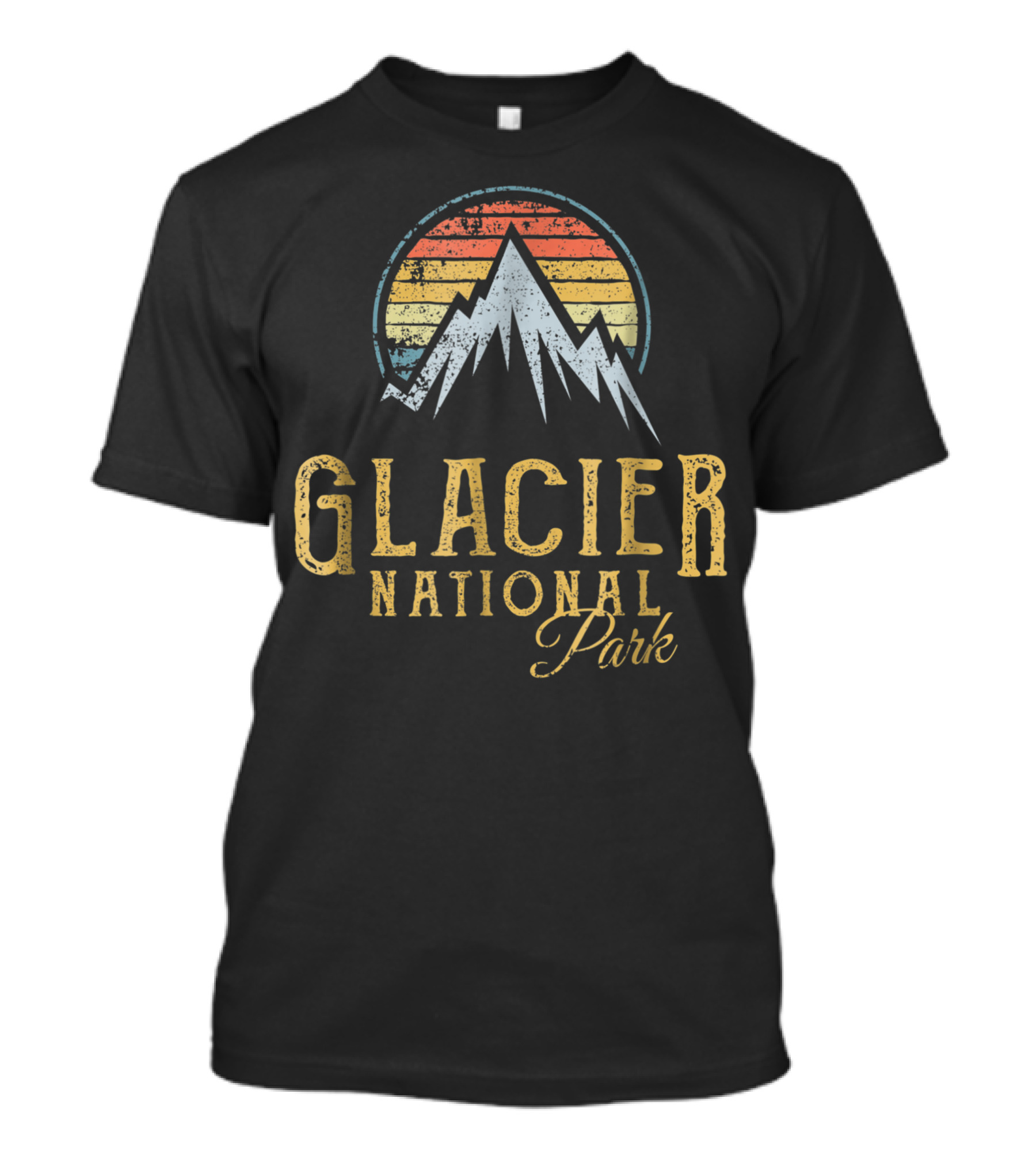 Vintage Glacier National Park Mountain Sunset T-Shirt