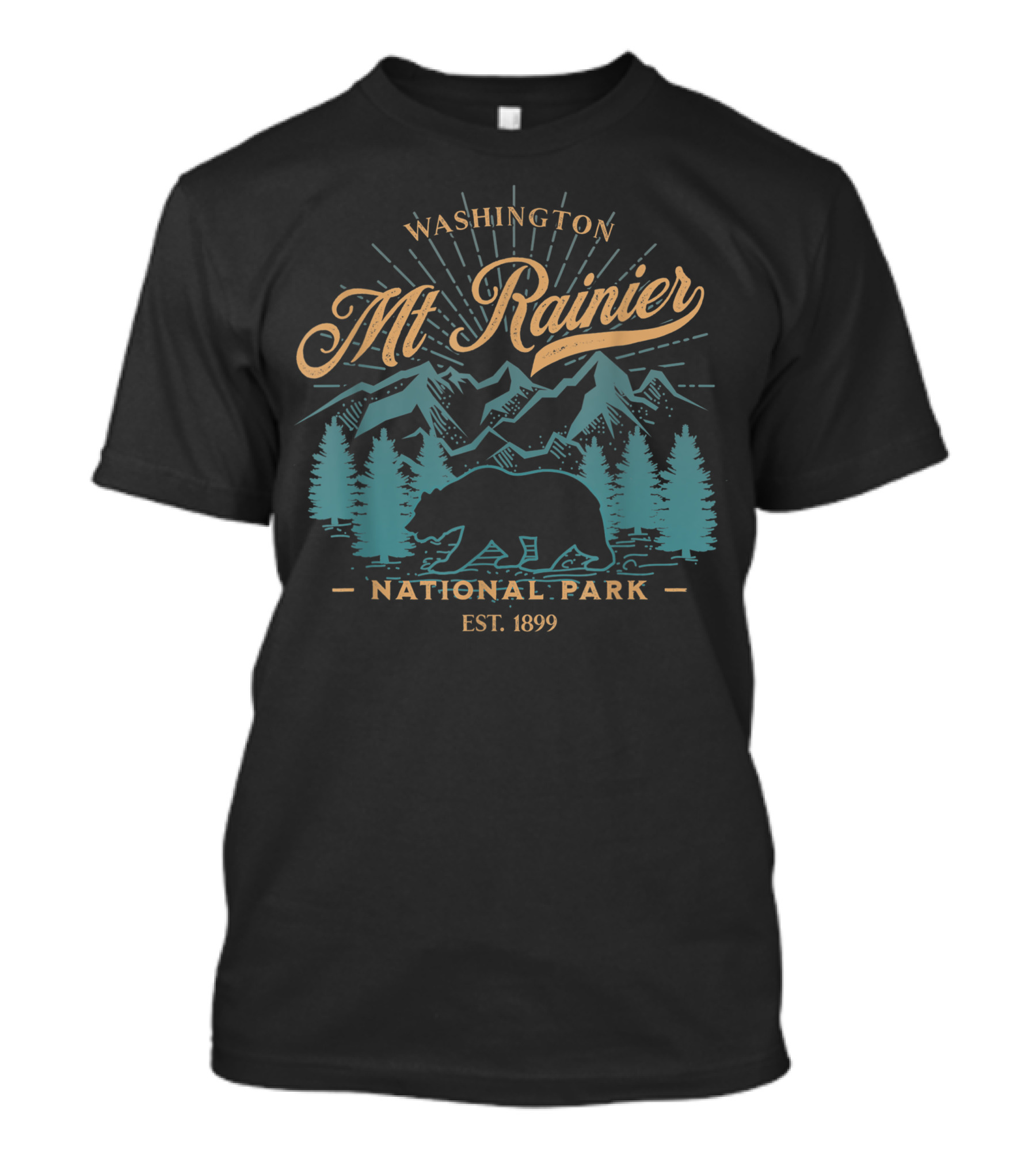 Washington Mt Rainier National Park Bear Hiking Camping Est. 1899 T-Shirt
