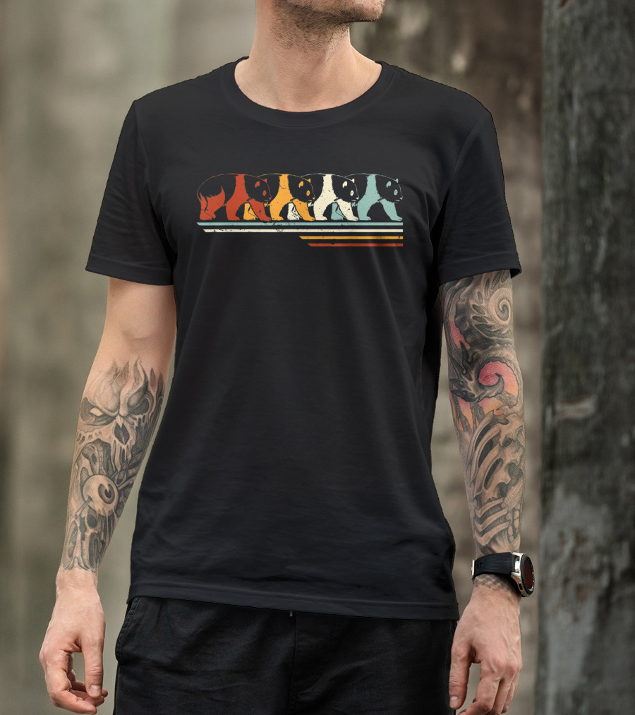 Vintage Rainbow Panda Bear Animal Lover Zookeeper T-Shirt