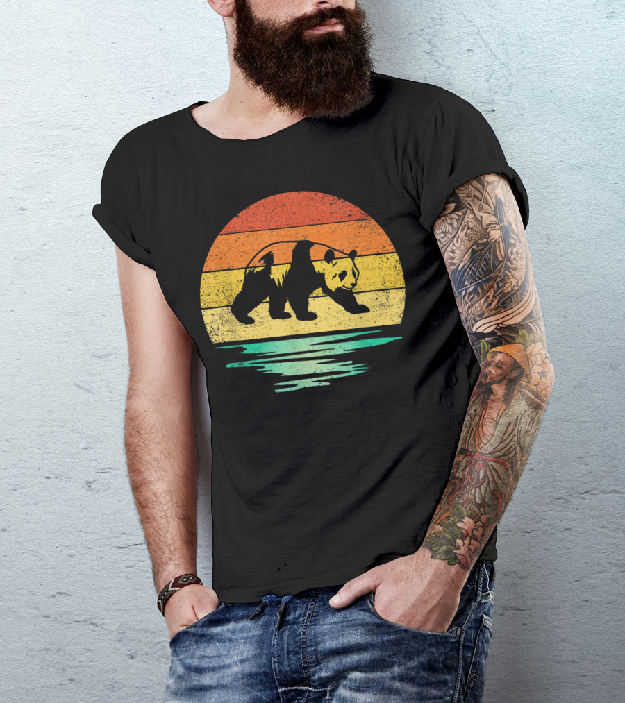 Vintage Sunset Panda Bear T-Shirt