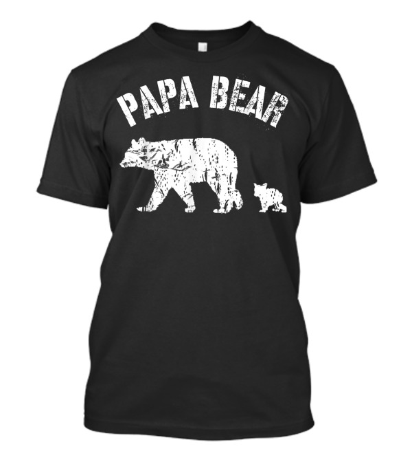Papa Bear Vintage With One Cub Dad Father T-Shirt