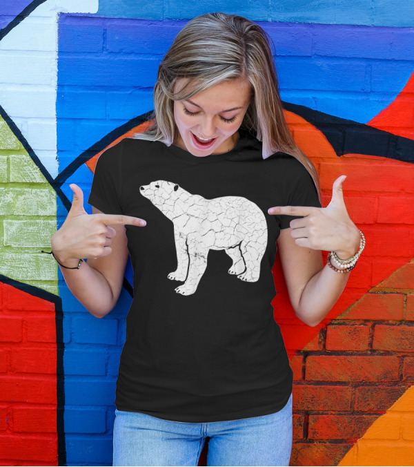 Vintage Cracked Texture Polar Bear Icon T-Shirt