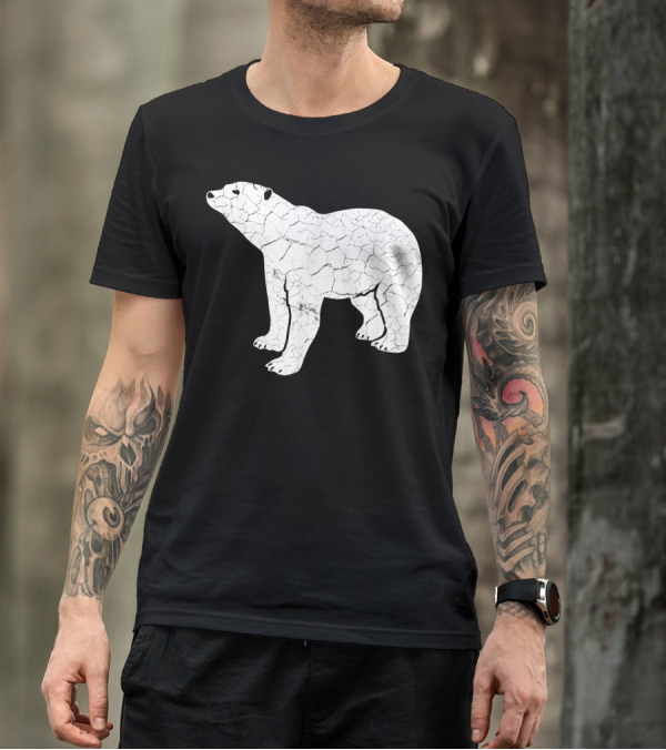 Vintage Cracked Texture Polar Bear Icon T-Shirt
