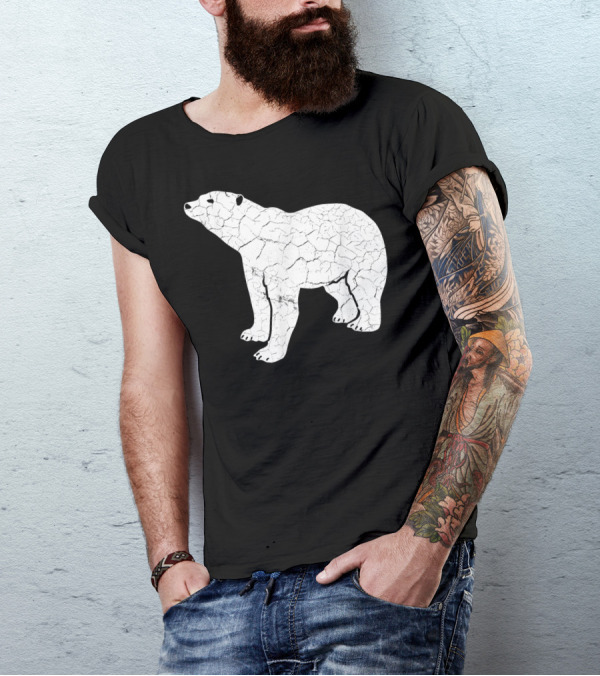 Vintage Cracked Texture Polar Bear Icon T-Shirt