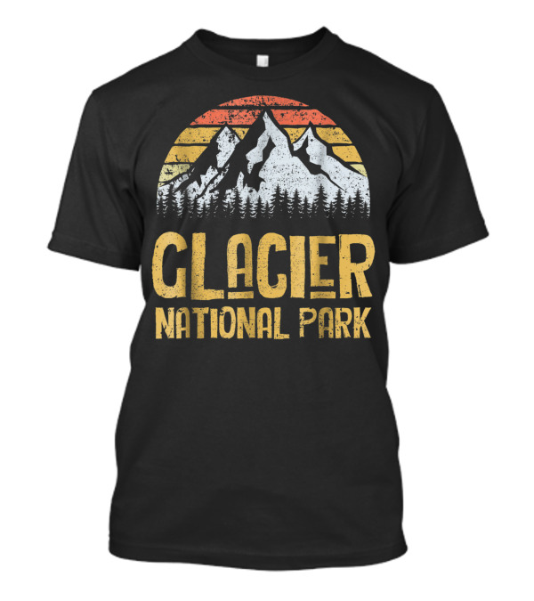 Vintage Glacier National Park Montana Mountain Sunset T-Shirt