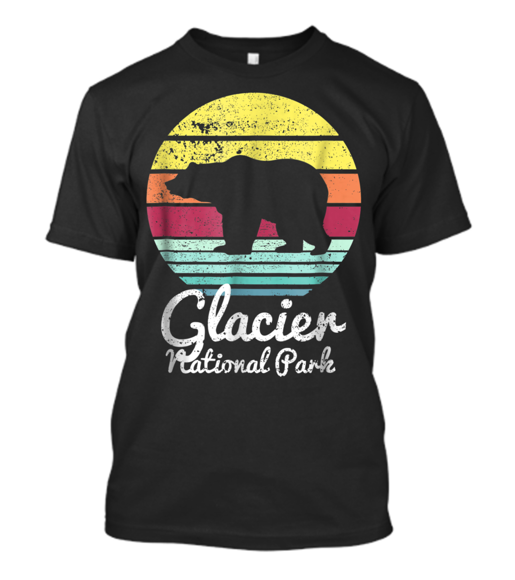 Glacier National Park Montana Bear Vintage Retro T-Shirt