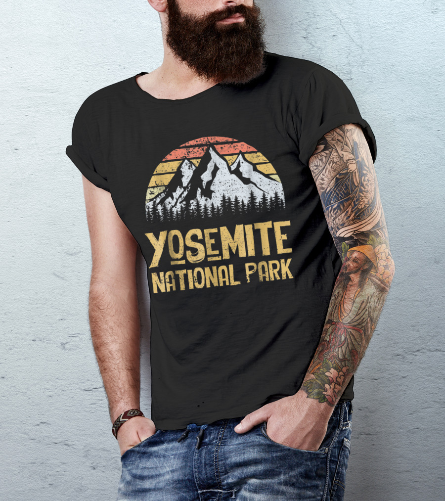 Yosemite National Park Retro Mountain Forest Vintage Sunset T-Shirt