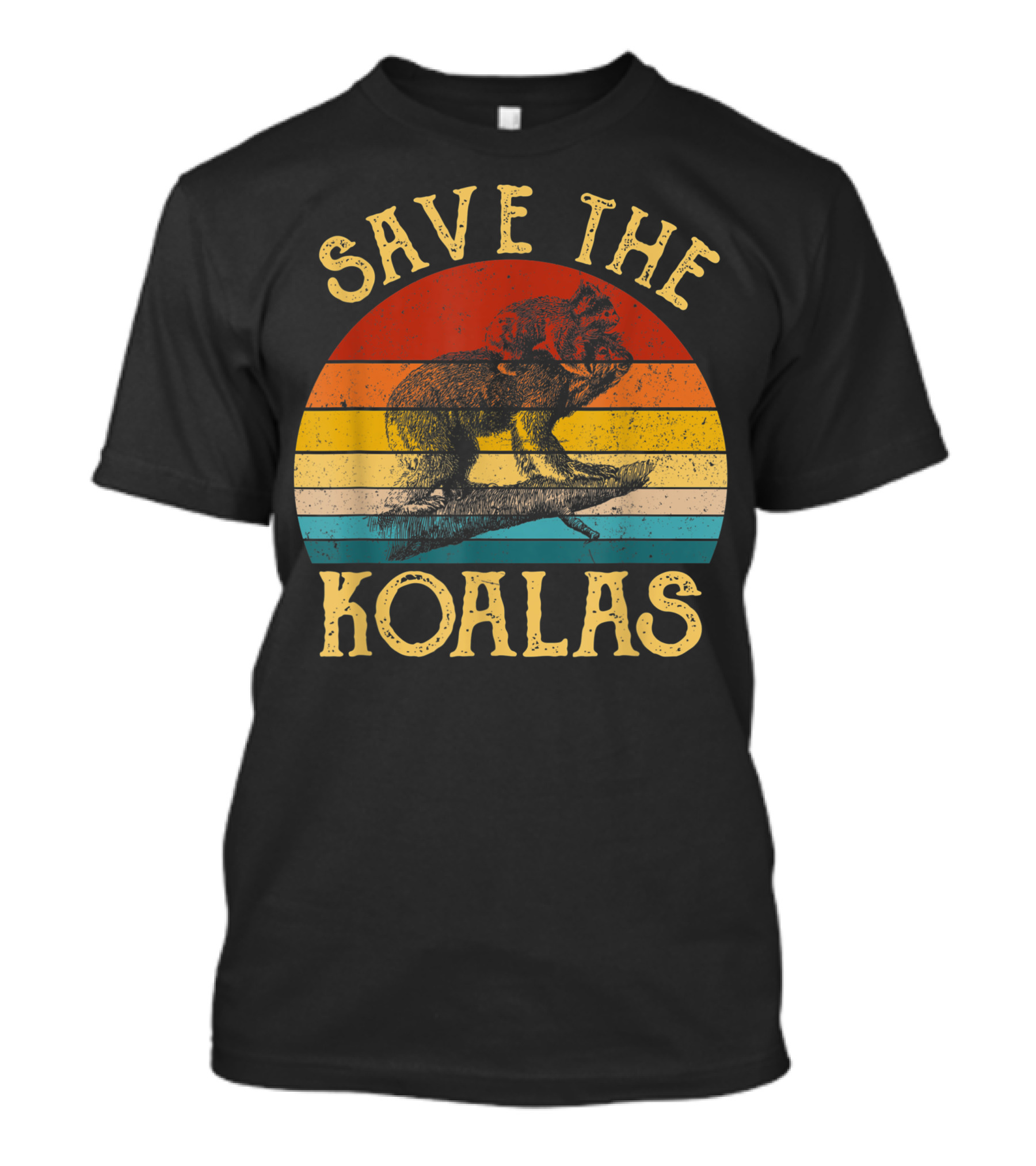 Vintage Save The Koalas Australian Animal Lovers Retro Stripes T-Shirt