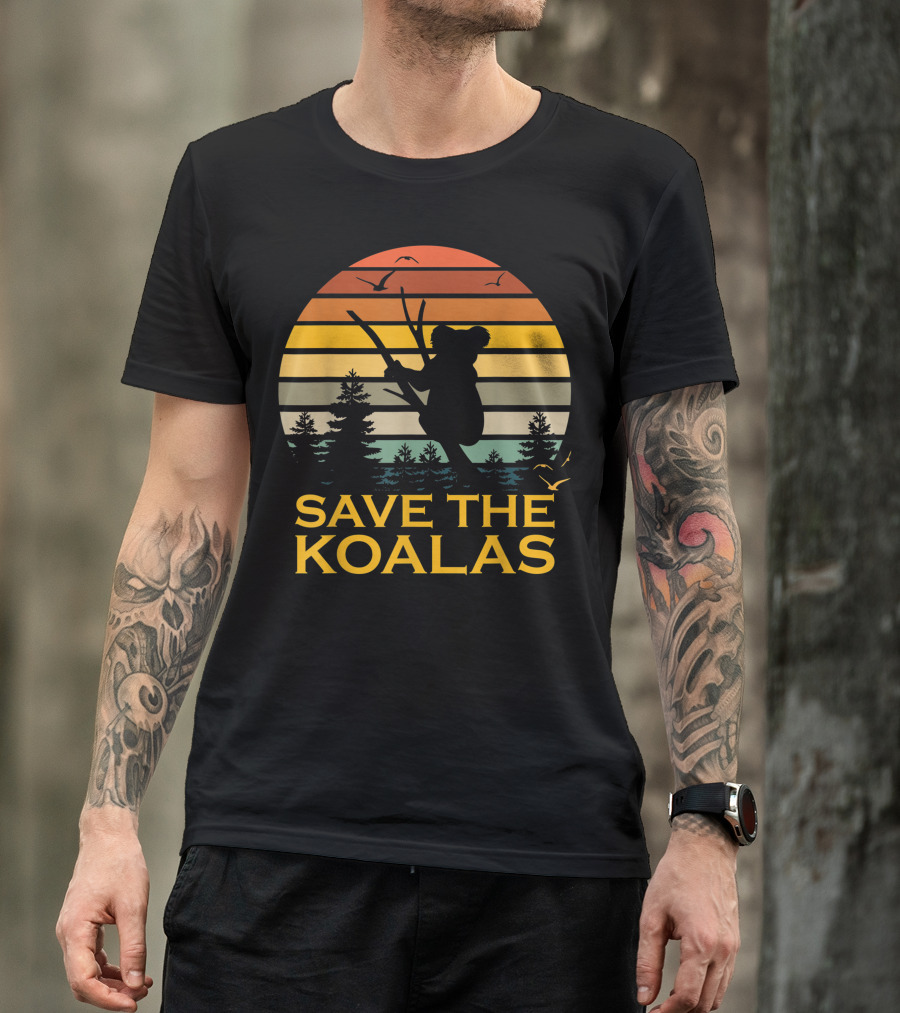 Save The Koalas Vintage Sunset Silhouette Animal Lovers T-Shirt