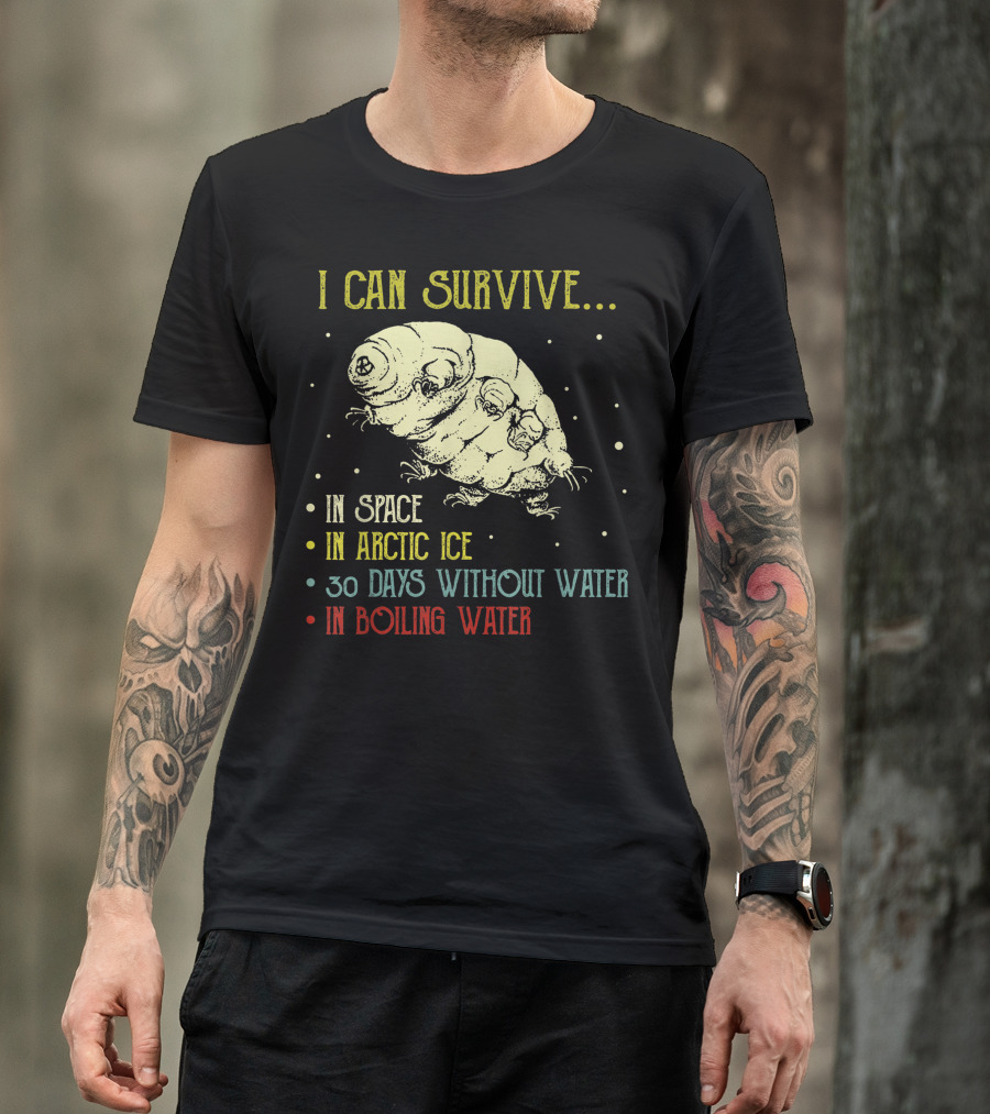 I Can Survive In Space Arctic Ice Without Water Boiling Water Vintage Science Tardigrade Microbiology Water Bear T-Shirt