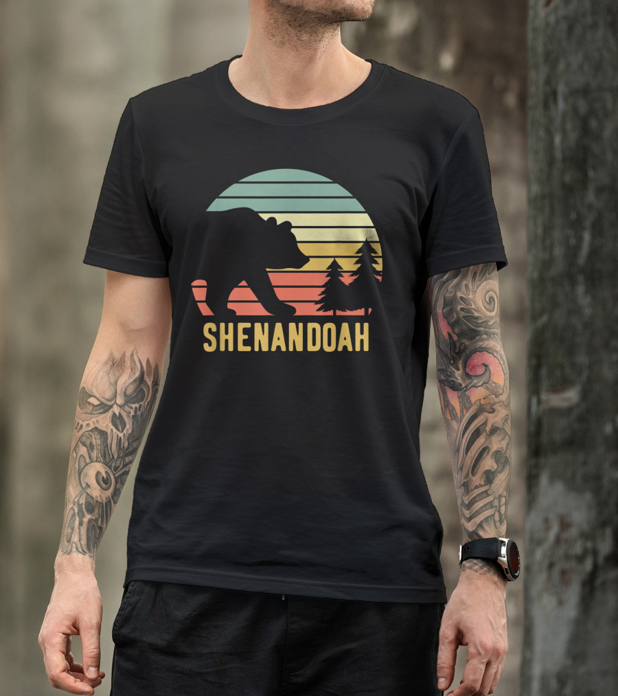 Shenandoah Bear Vintage Sunset With Trees T-Shirt