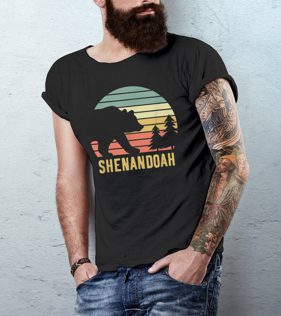 Shenandoah Bear Vintage Sunset With Trees T-Shirt