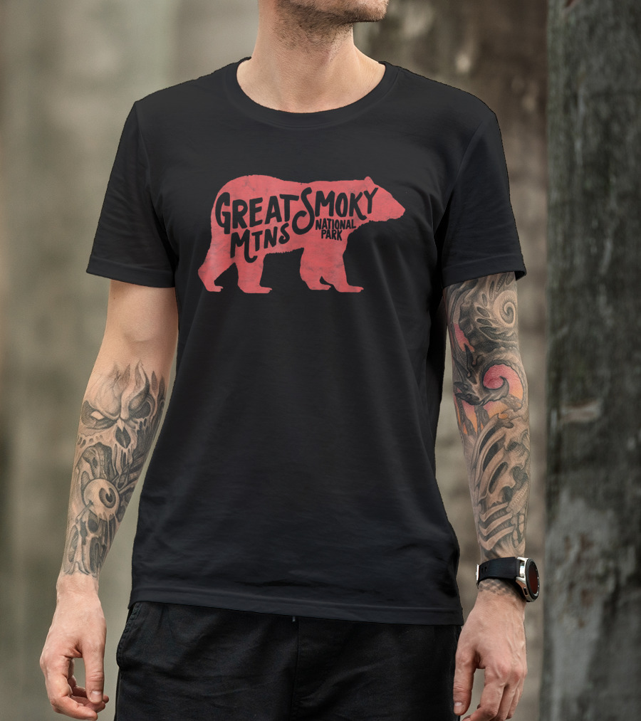 Great Smoky Mountains National Park Bear Typography T-Shirt