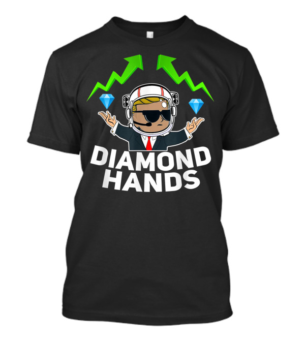 Wall Street Bets Guy Diamond Hands With Stock Trend Arrows And Gems T-Shirt