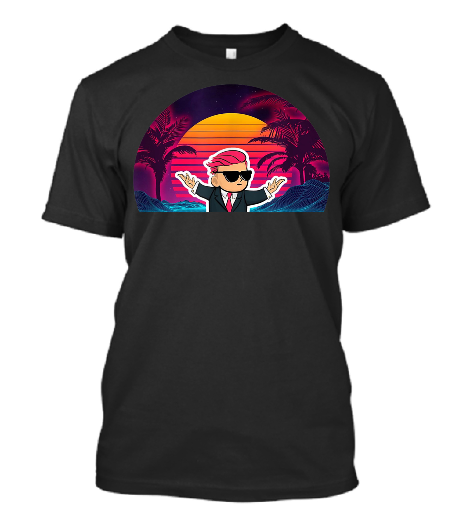 Wall Street Bets Guy Neon Sunset Tendies Vibes T-Shirt