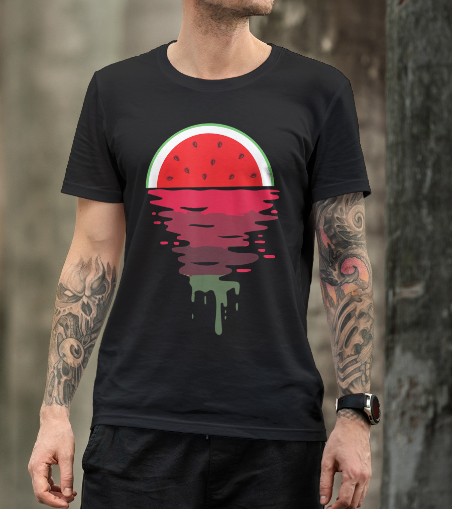 Watermelon Lover Vaporwave 80S Tropical Sunset Reflections T-Shirt