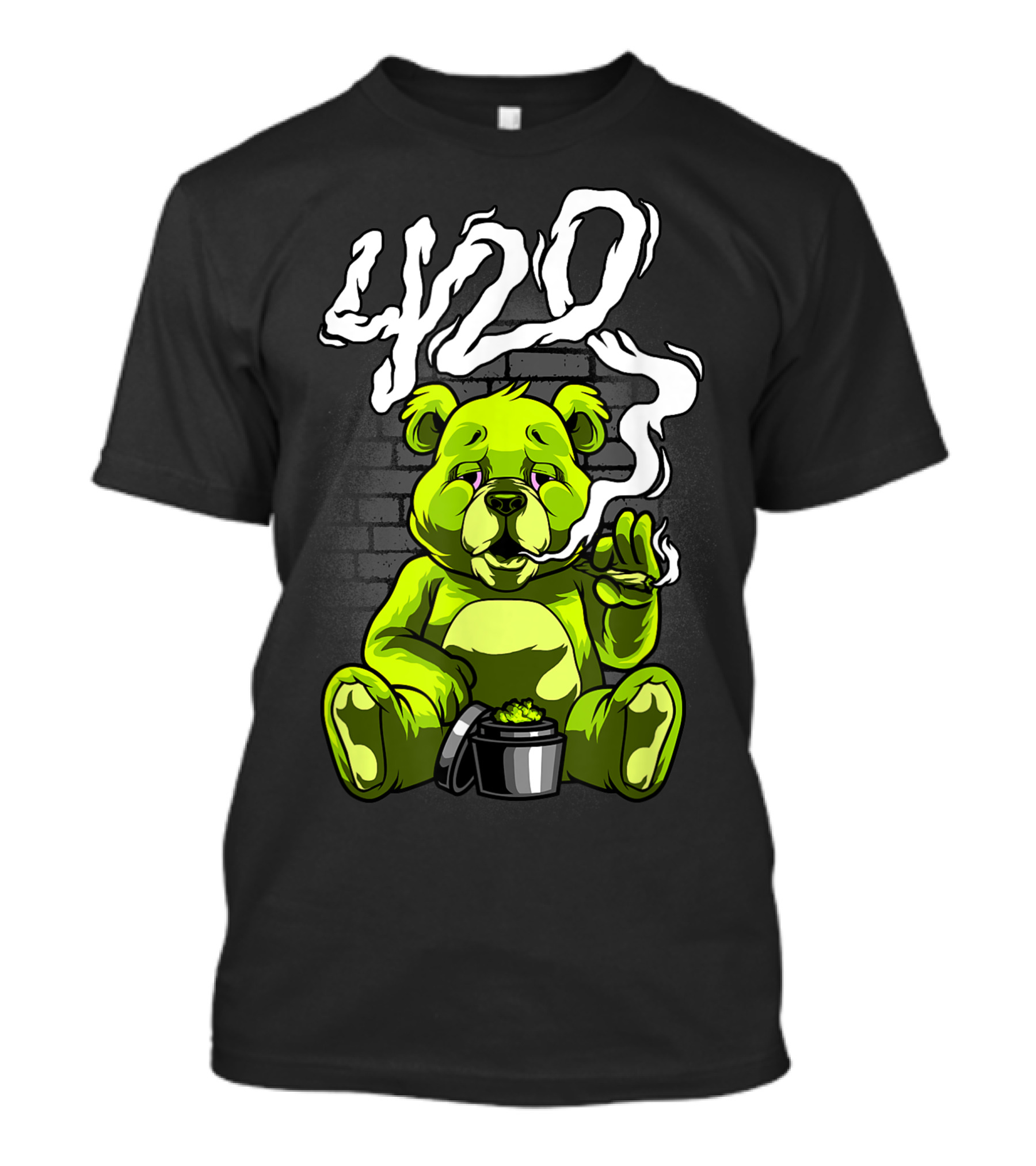 420 Weed Bear Stoned Teddy Cannabis Joint Smoking T-Shirt