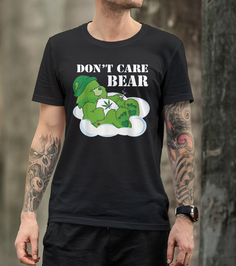 Don't Care Bear Weed Herb Cute Bear Smoking T-Shirt