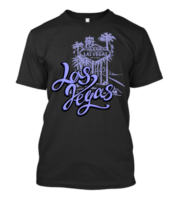 Welcome To Fabulous Las Vegas Nevada Sign With Neon Style Text And Palm Trees T-Shirt