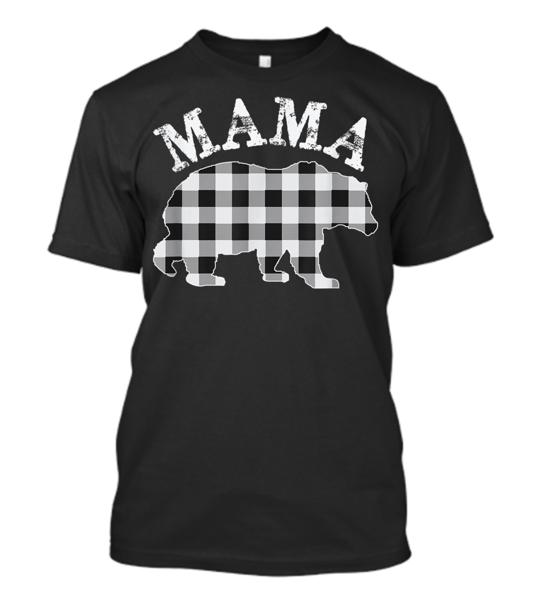Mama Bear White Plaid Buffalo T-Shirt