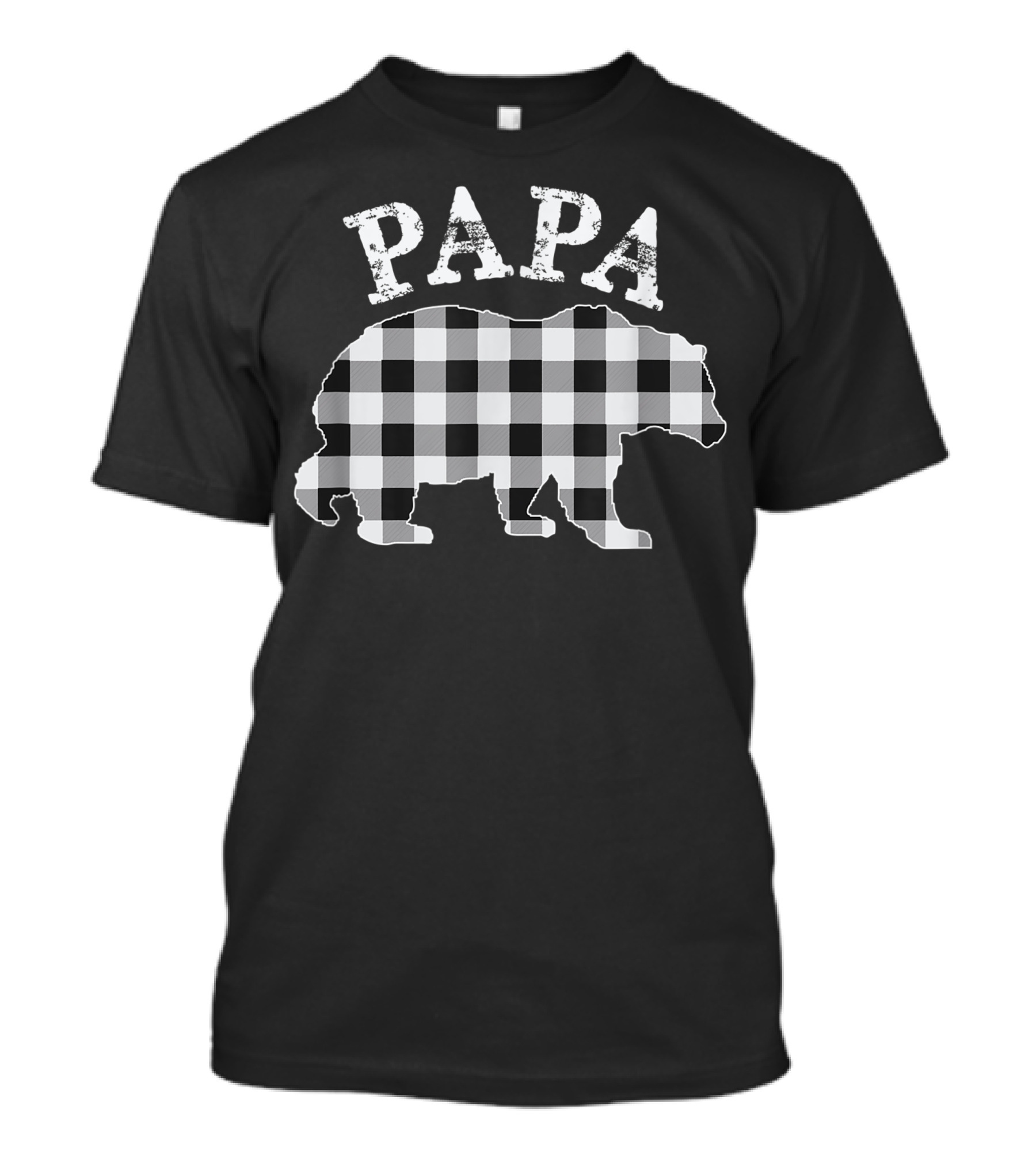Papa Bear White Plaid Buffalo T-Shirt