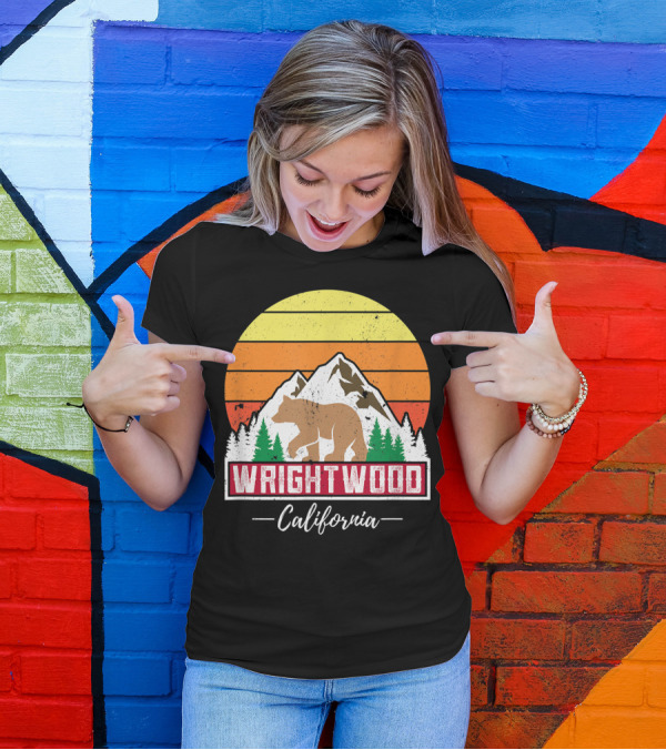 Wrightwood California Vintage Bear Mountain Sunset Family Vacation T-Shirt