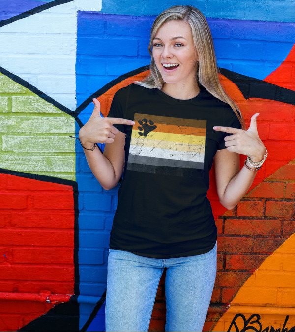 Wyoming Gay Bear Pride Flag With Bear Paw Stripes T-Shirt