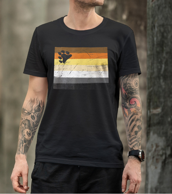 Wyoming Gay Bear Pride Flag With Bear Paw Stripes T-Shirt