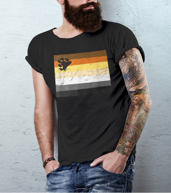 Wyoming Gay Bear Pride Flag With Bear Paw Stripes T-Shirt