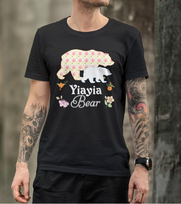 Yiayia Bear Floral Mommy Grandma Mother T-Shirt