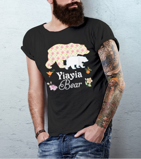 Yiayia Bear Floral Mommy Grandma Mother T-Shirt