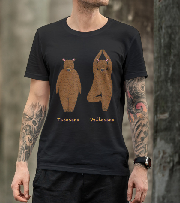 Tadasana Vrikasana Yoga Bears With Asana Names T-Shirt