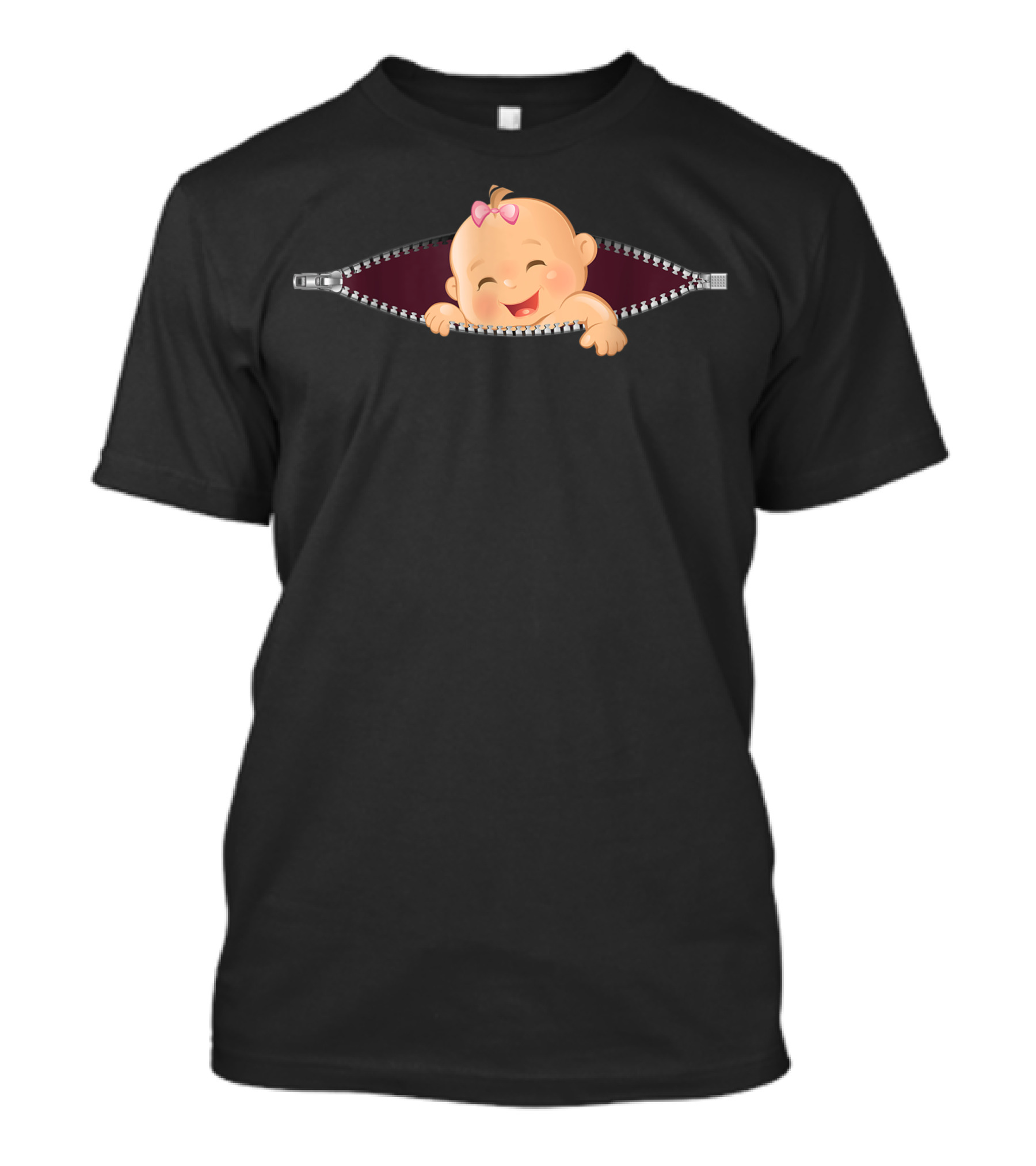 Zany Brainy Baby Girl Peeking From Belly Zipper Pregnancy T-Shirt