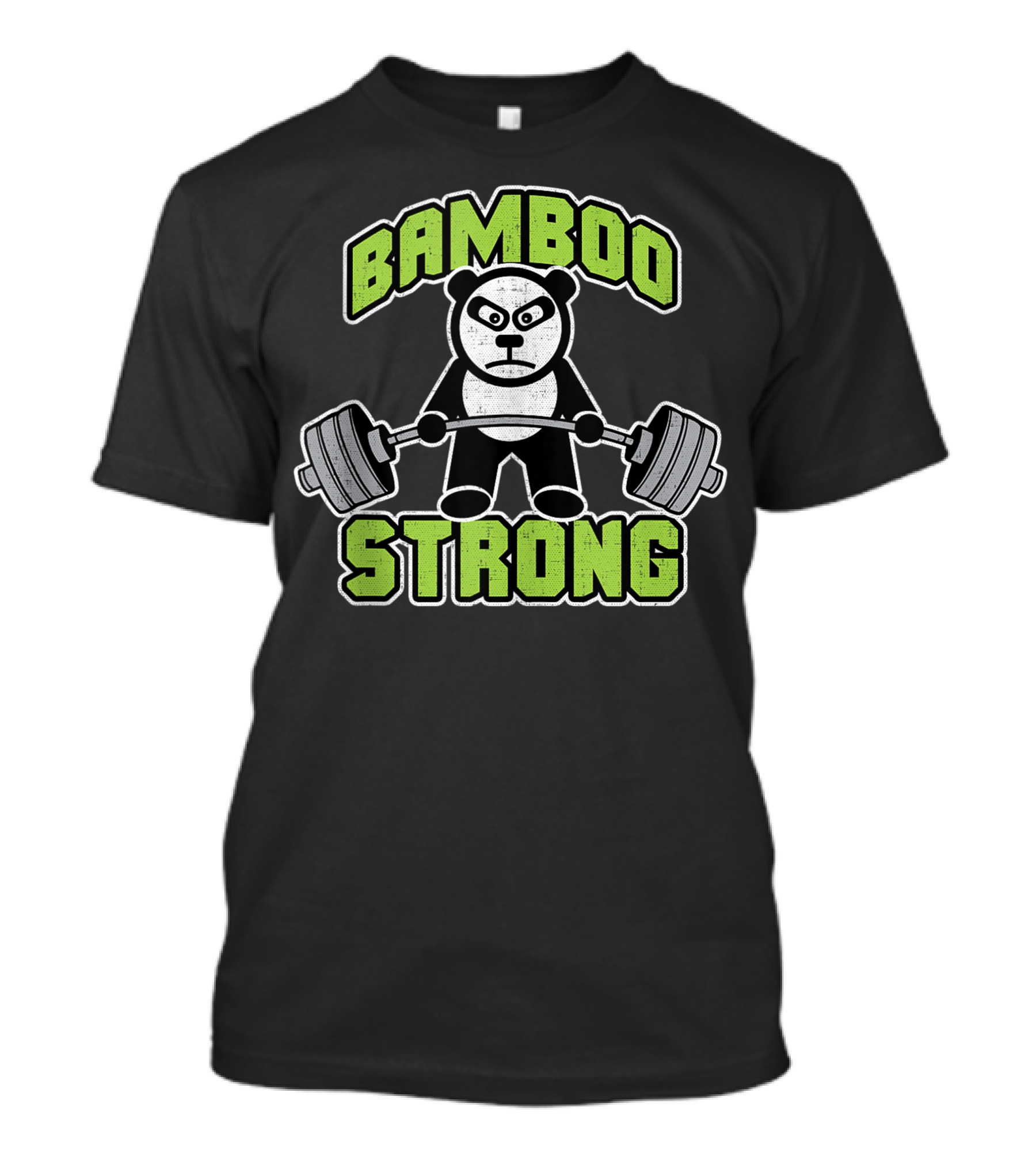 Bamboo Strong Panda Bear Weightlifting Motivational Gym T-Shirt