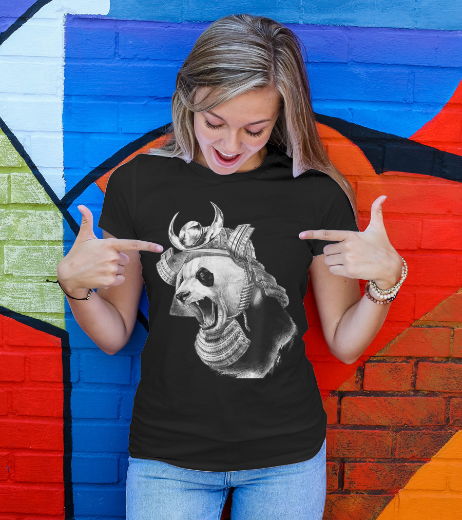 Panda Bear Samurai Warrior Helmet T-Shirt