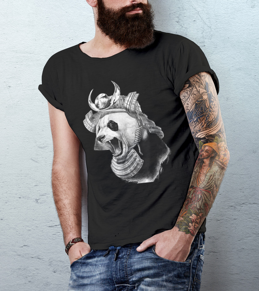 Panda Bear Samurai Warrior Helmet T-Shirt