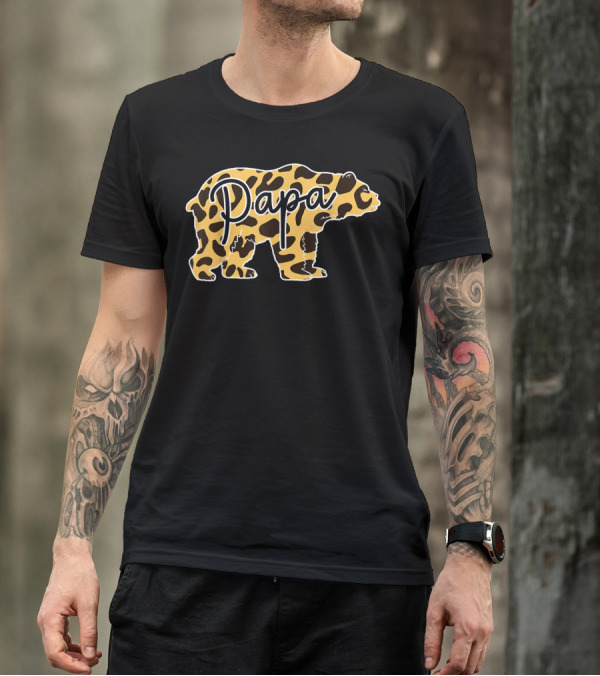 Papa Bear Cheetah Leopard Print T-Shirt