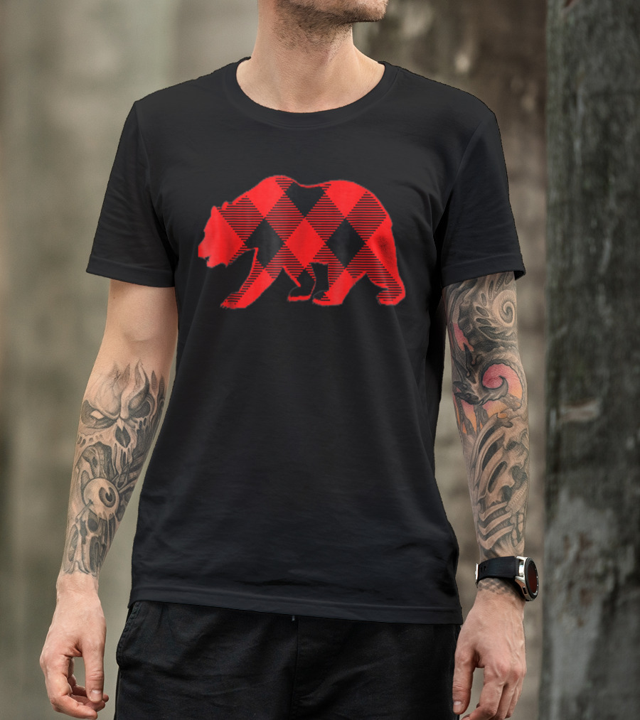 Plaid Bear Pattern T-Shirt