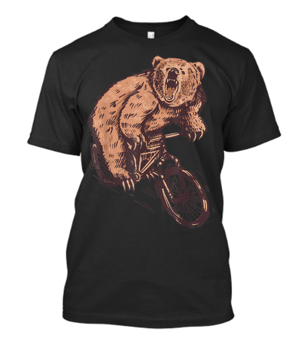 Angry Bear Riding A Bike For Wild Lovers And Cyclists T-Shirt