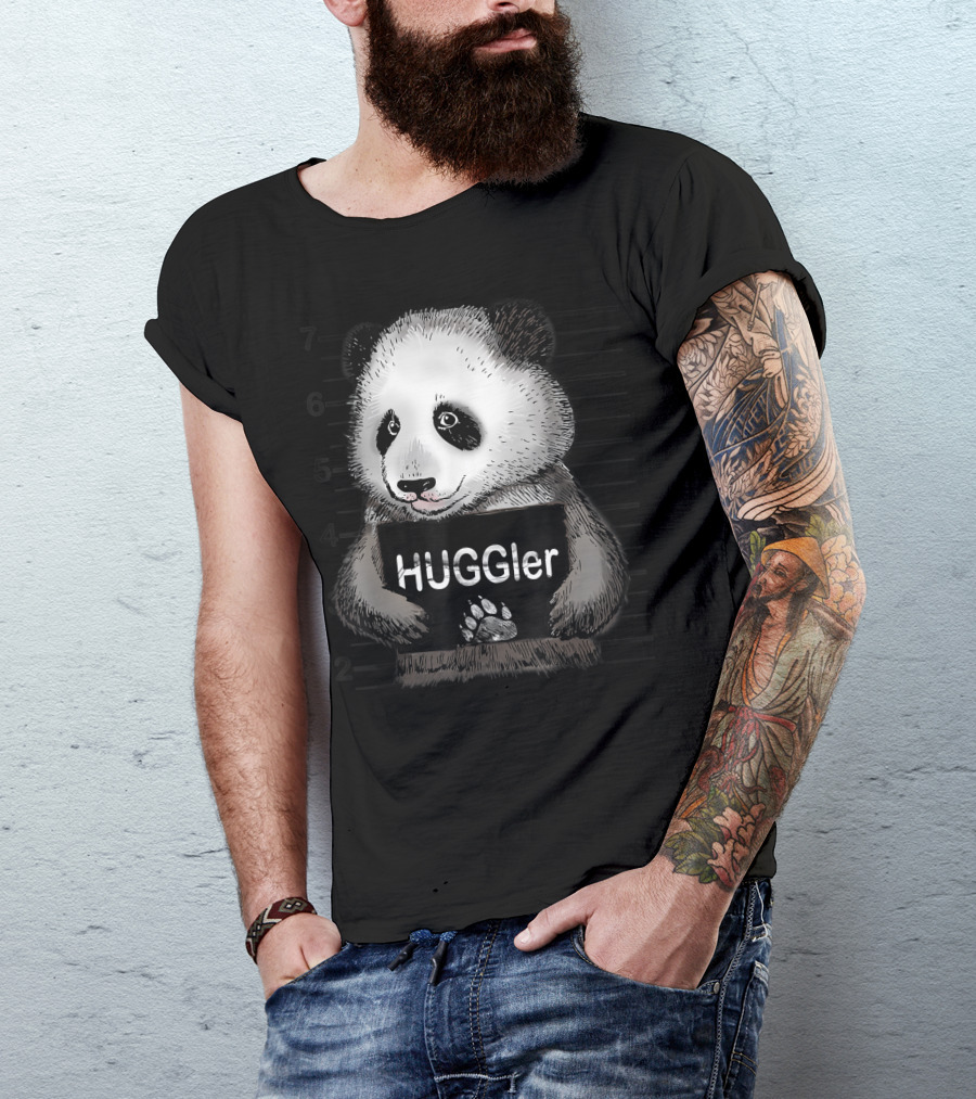 Arrested Huggler Panda Mugshot HUGGler Bear Crime T-Shirt