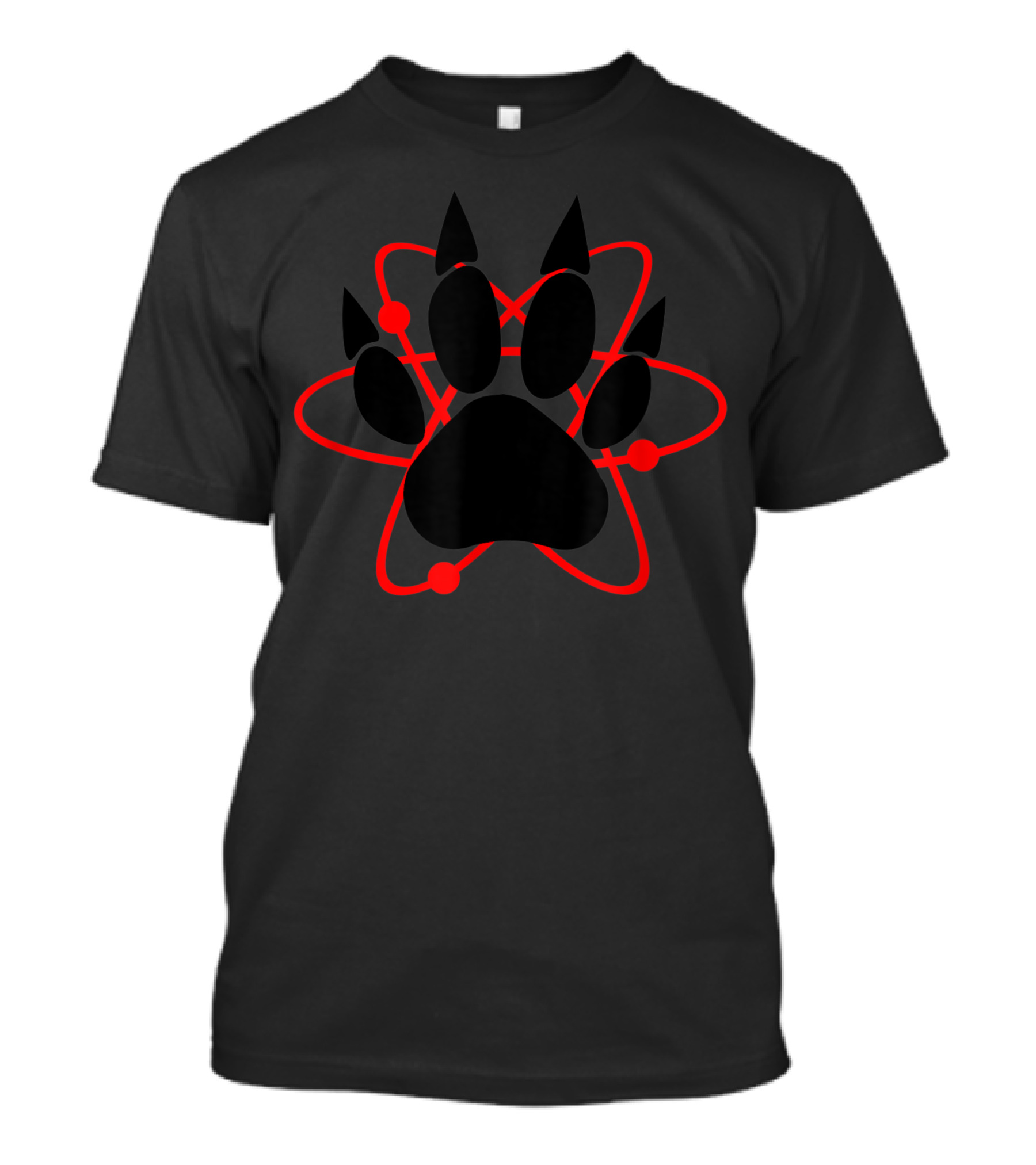 Atomic Paw Red Atom Symbol Paw Prints T-Shirt