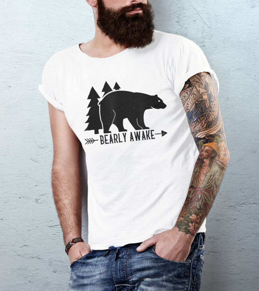 Bearly Awake Zoo Animal Pun Bear Forest Arrow T-Shirt