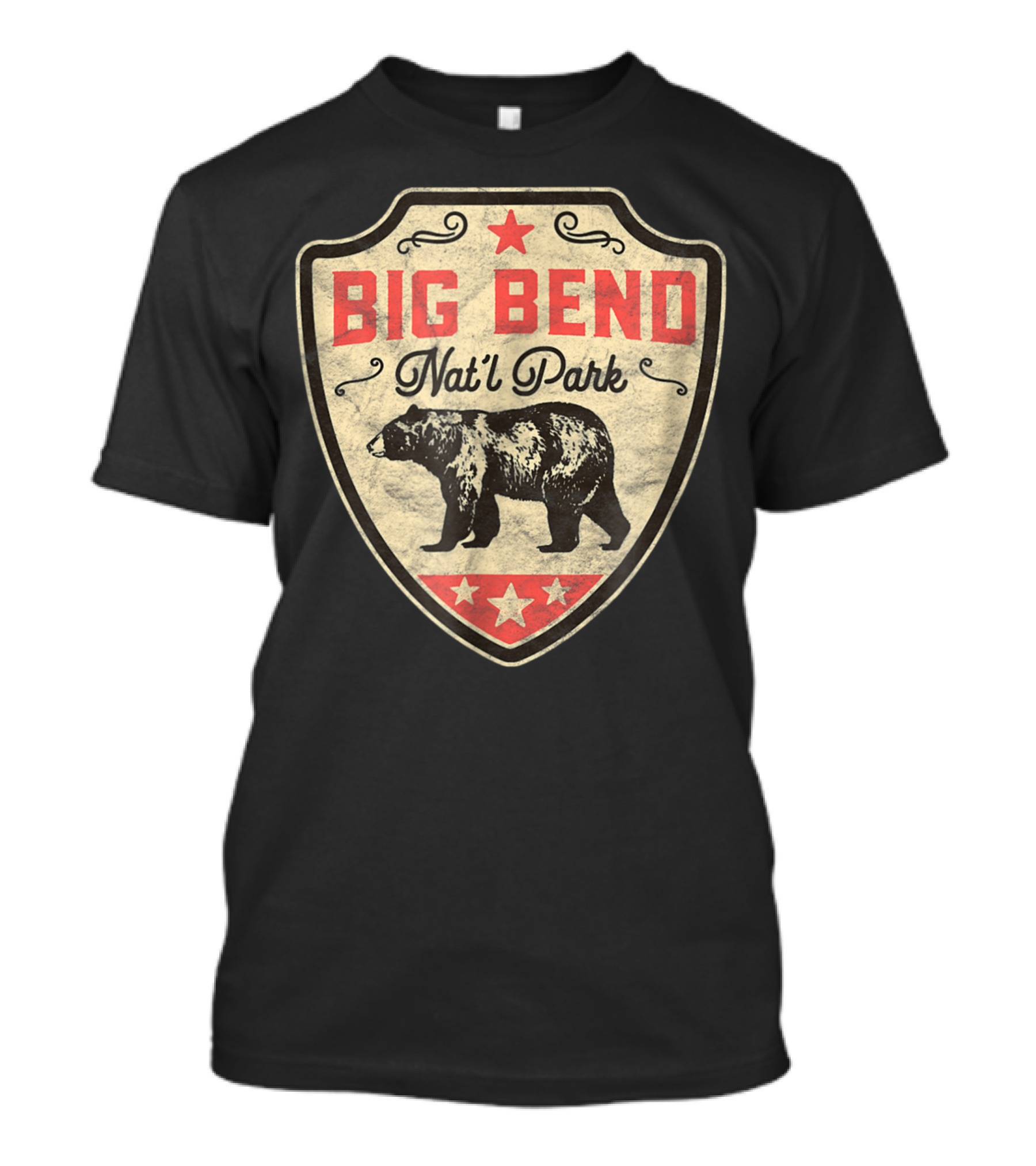Big Bend Nat'l Park Vintage Texas Black Bear Shield Badge T-Shirt