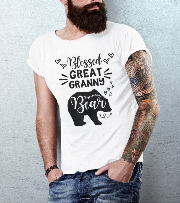 Blessed Great Granny Bear Great Grandma Hearts T-Shirt